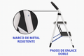 Escalera Plegable De Acero 2 Peldaños Antideslizantes,Doméstica de 2 Peldaños con Mango Acolchado